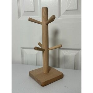 Natural Wood Coffee Mug Tree Holder Holds‎ 6 Cups Kitchen Organize